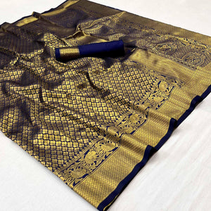 Blue Woven Jacquard Saree
