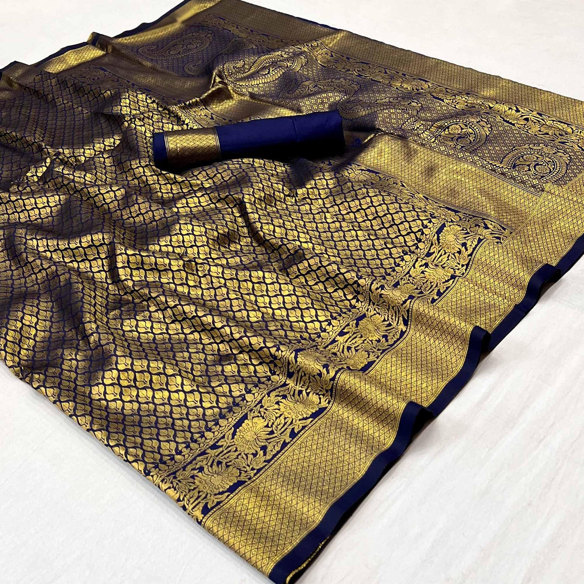 Blue Woven Jacquard Saree