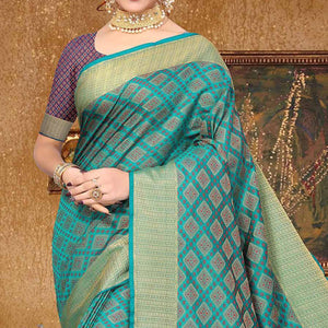 Blue Woven Jacquard Saree