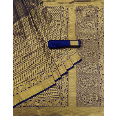 Blue Woven Jacquard Saree