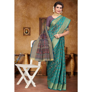 Blue Woven Jacquard Saree