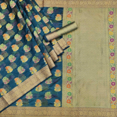 Blue Woven Organza Saree