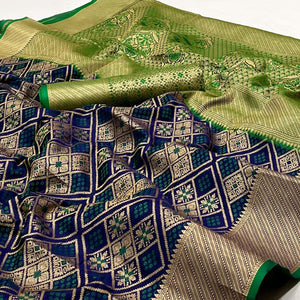 Blue Woven Patola Art Silk Saree