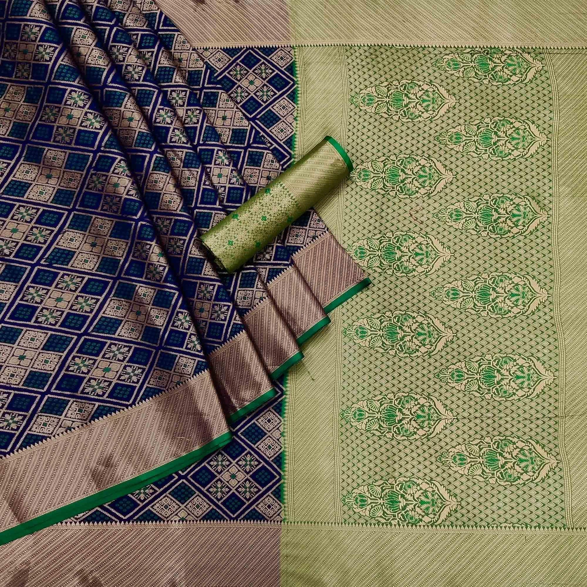 Blue Woven Patola Art Silk Saree