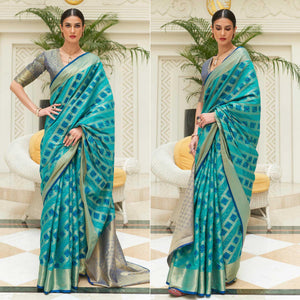 Blue Woven Patola Silk Saree