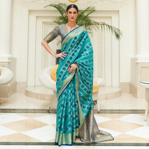 Blue Woven Patola Silk Saree