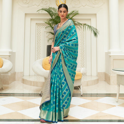 Blue Woven Patola Silk Saree