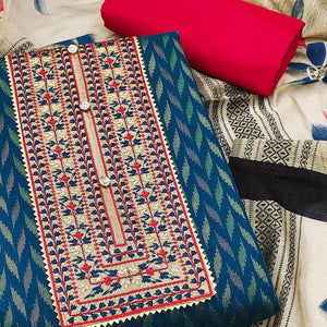 Blue Woven Pure Cotton Dress Material