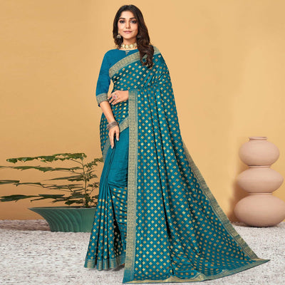 Blue Woven Vichitra Silk Saree