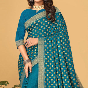 Blue Woven Vichitra Silk Saree