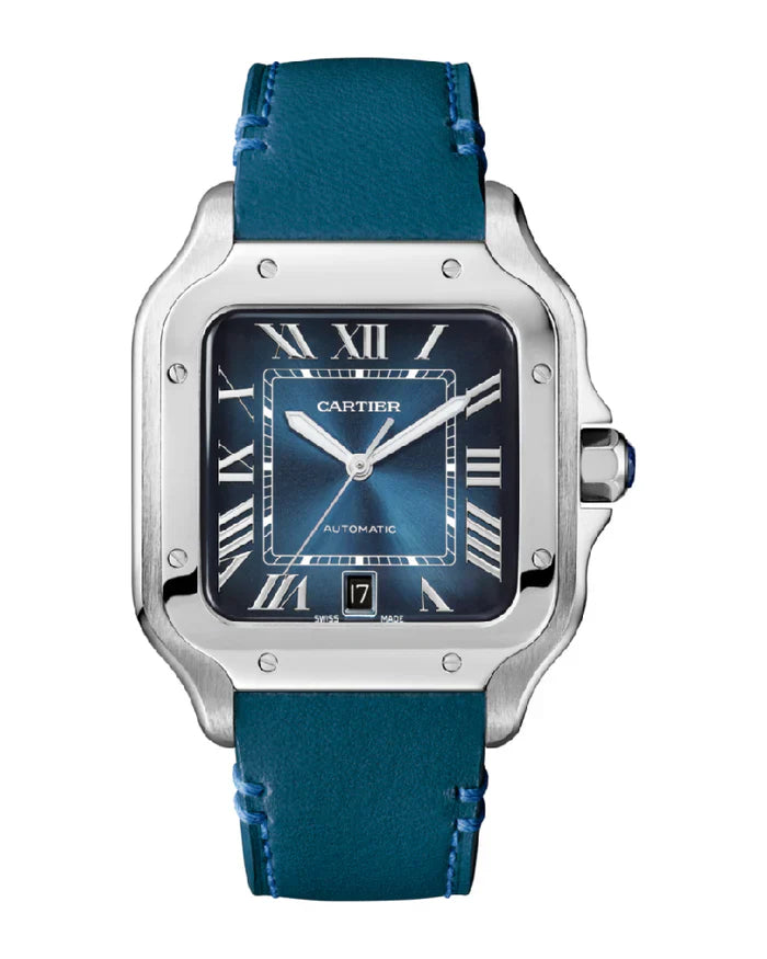Cartier 'SANTOS DE CARTIER, LARGE, AUTOMATIC, STEEL, INTERCHANGEABLE STEEL AND LEATHER BRACELETS'