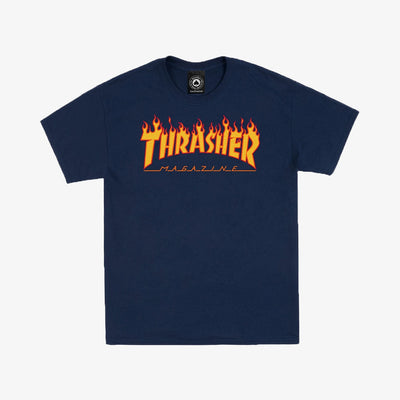 Thrasher | FLAME T-SHIRT  { NAVY
