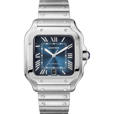 Cartier 'SANTOS DE CARTIER, LARGE, AUTOMATIC, STEEL, INTERCHANGEABLE STEEL AND LEATHER BRACELETS'