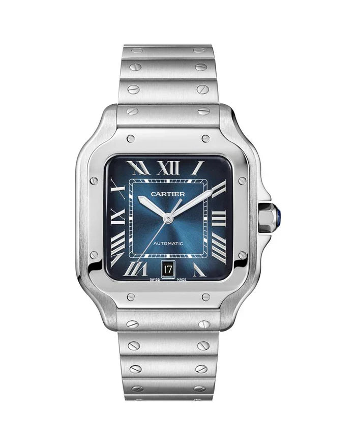 Cartier 'SANTOS DE CARTIER, LARGE, AUTOMATIC, STEEL, INTERCHANGEABLE STEEL AND LEATHER BRACELETS'