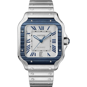 Cartier 'SANTOS DE CARTIER, LARGE, AUTOMATIC, STAINLESS STEEL, INTERCHANGEABLE METAL AND RUBBER'