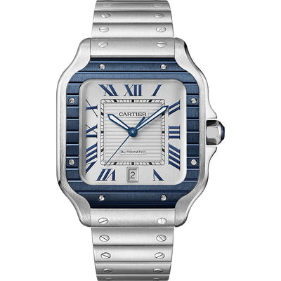 Cartier 'SANTOS DE CARTIER, LARGE, AUTOMATIC, STAINLESS STEEL, INTERCHANGEABLE METAL AND RUBBER'