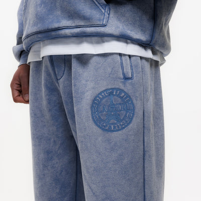 MAGIRI Embroidered Acid Washed Blue Sweatpants