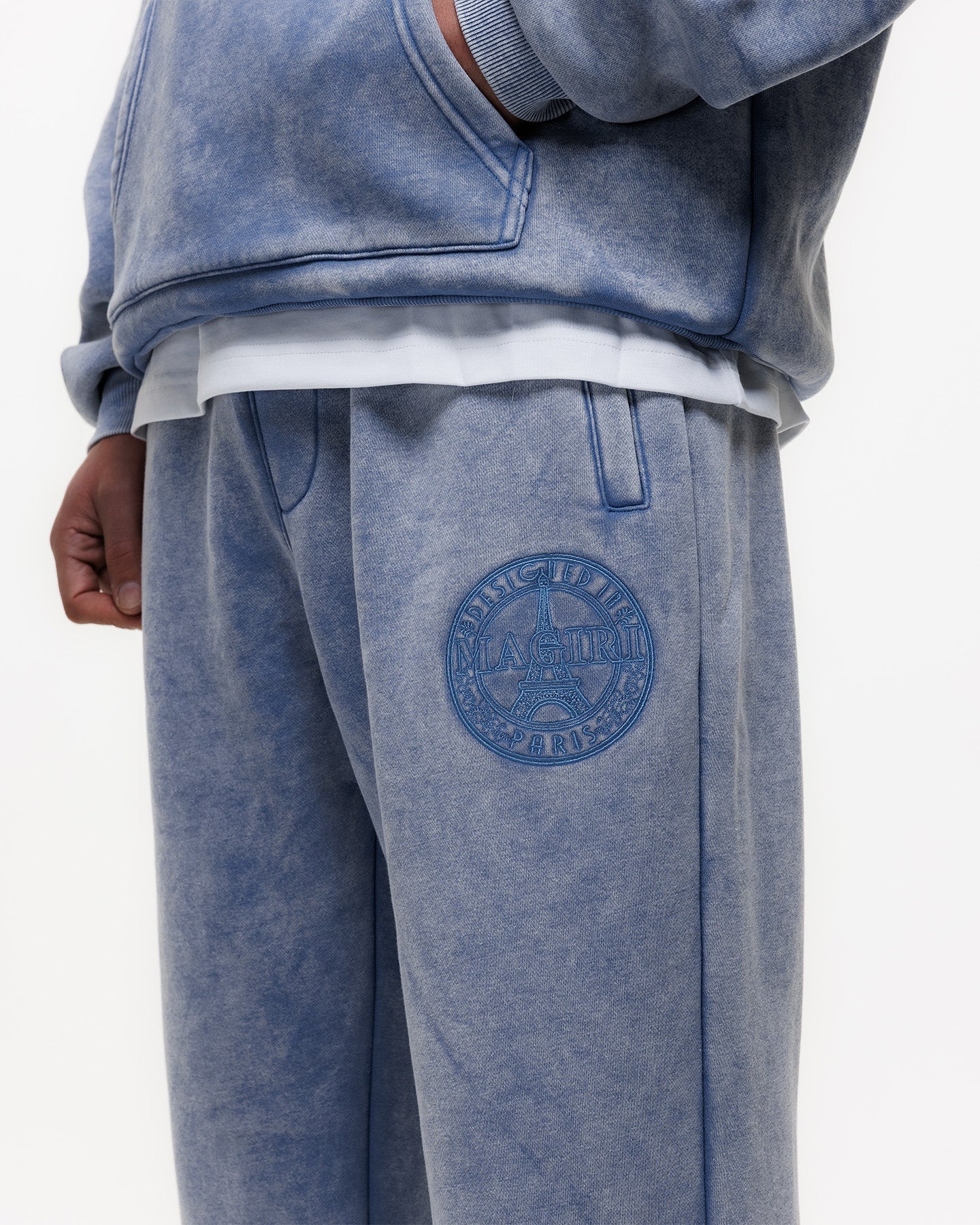 MAGIRI Embroidered Acid Washed Blue Sweatpants