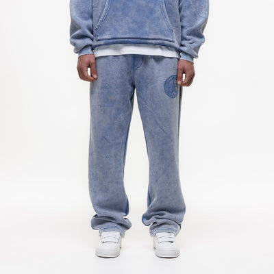 MAGIRI Embroidered Acid Washed Blue Sweatpants