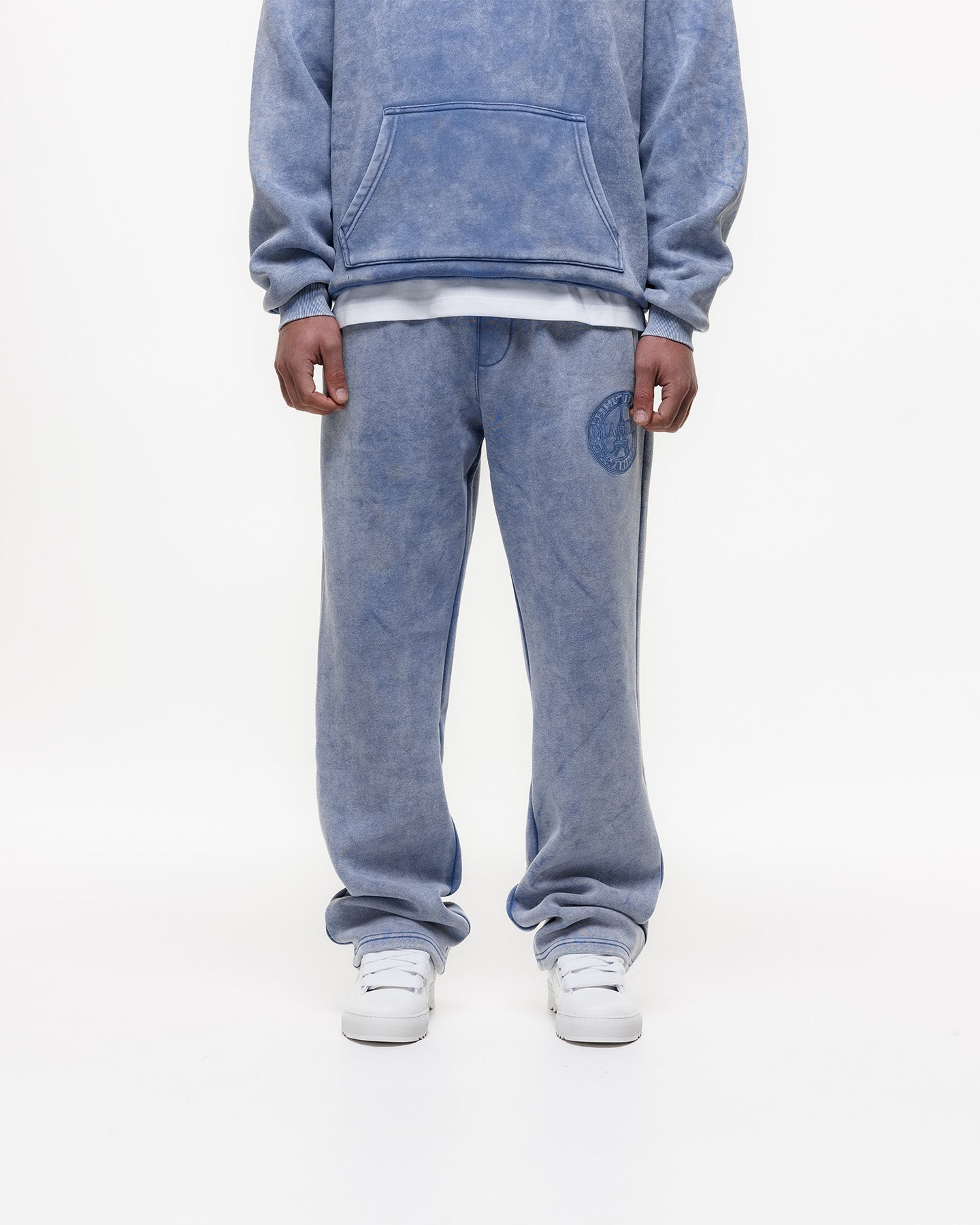 MAGIRI Embroidered Acid Washed Blue Sweatpants