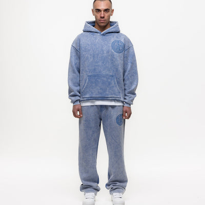 MAGIRI Embroidered Acid Washed Blue Sweatpants