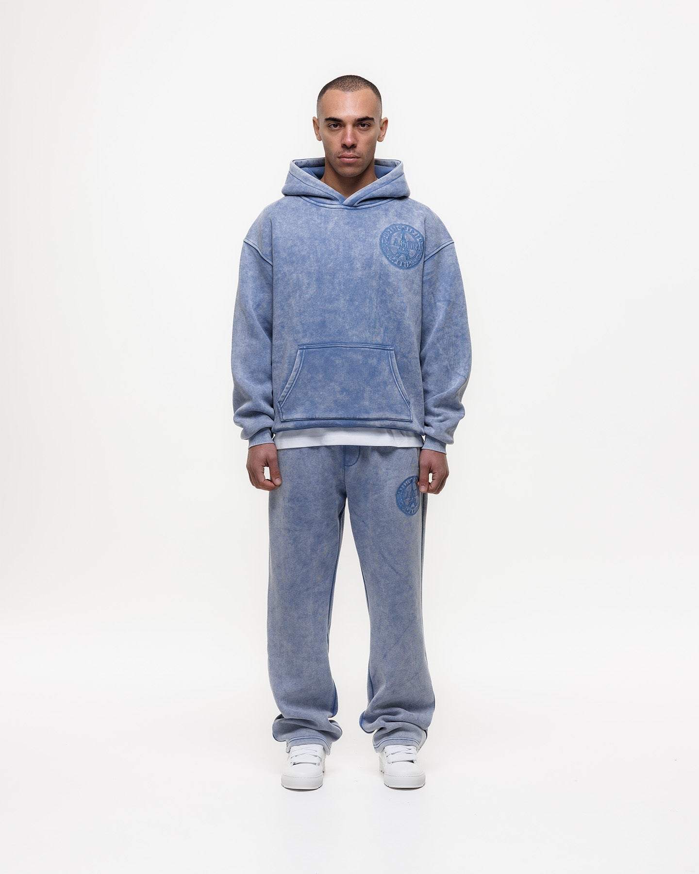 MAGIRI Embroidered Acid Washed Blue Sweatpants