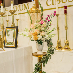 Blush and White Chapel Wedding