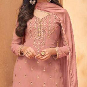 Blush Partywear Designer Embroidery Heavy Faux Georgette  Salwar suit