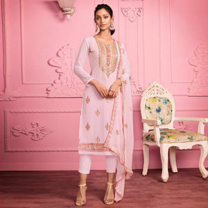 Blush Partywear Thread Floral Embroidery & Khatli Sequins Alizeh Georgette Suit