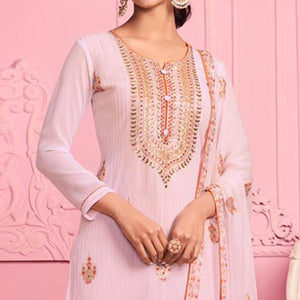 Blush Partywear Thread Floral Embroidery & Khatli Sequins Alizeh Georgette Suit