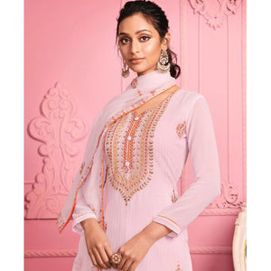 Blush Partywear Thread Floral Embroidery & Khatli Sequins Alizeh Georgette Suit
