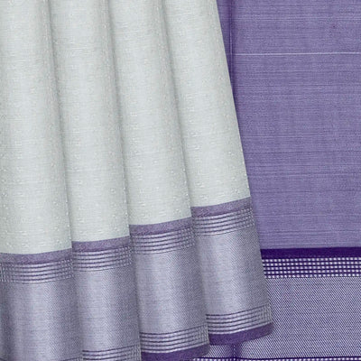 Grey Blended Tussar Tissue Saree With Purple Border-Grey