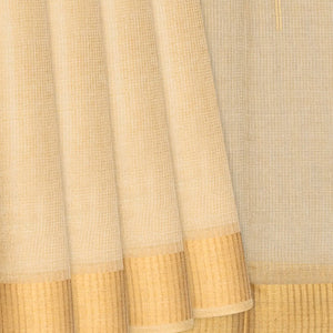 Taupe Blended Tussar Tissue Saree With Zari Border-Taupe