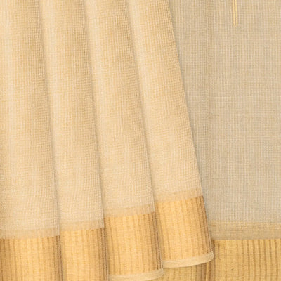 Taupe Blended Tussar Tissue Saree With Zari Border-Taupe