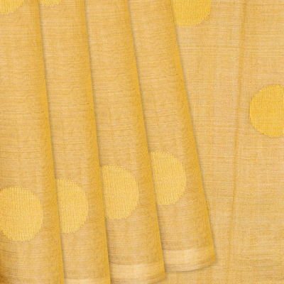 Beige Blended Tussar Tissue Saree With Coin Buttas-Beige