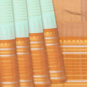 Aquamarine Handloom Chirala Silk Cotton Saree With Checks-Aquamarine