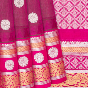 Pink Handloom Chirala Silk Cotton With Kamalam Buttas-Pink