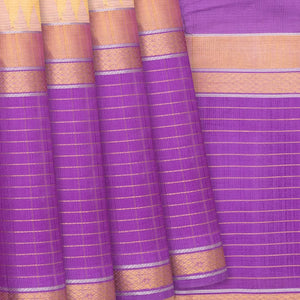 Yellow Handloom Chirala Silk Cotton Saree With Checks-Yellow