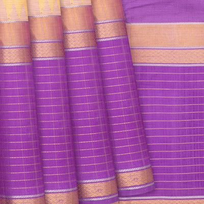 Yellow Handloom Chirala Silk Cotton Saree With Checks-Yellow