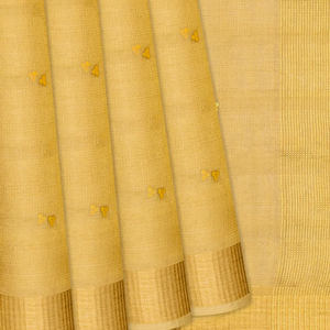 Gold Blended Tussar Tissue Saree With Buttas-Gold