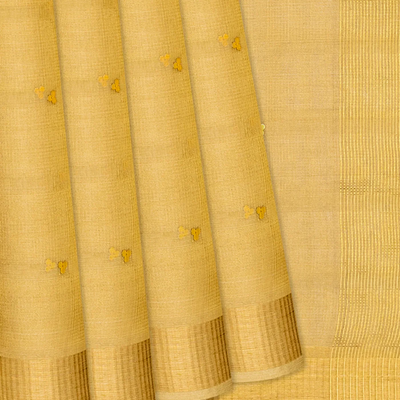 Gold Blended Tussar Tissue Saree With Buttas-Gold