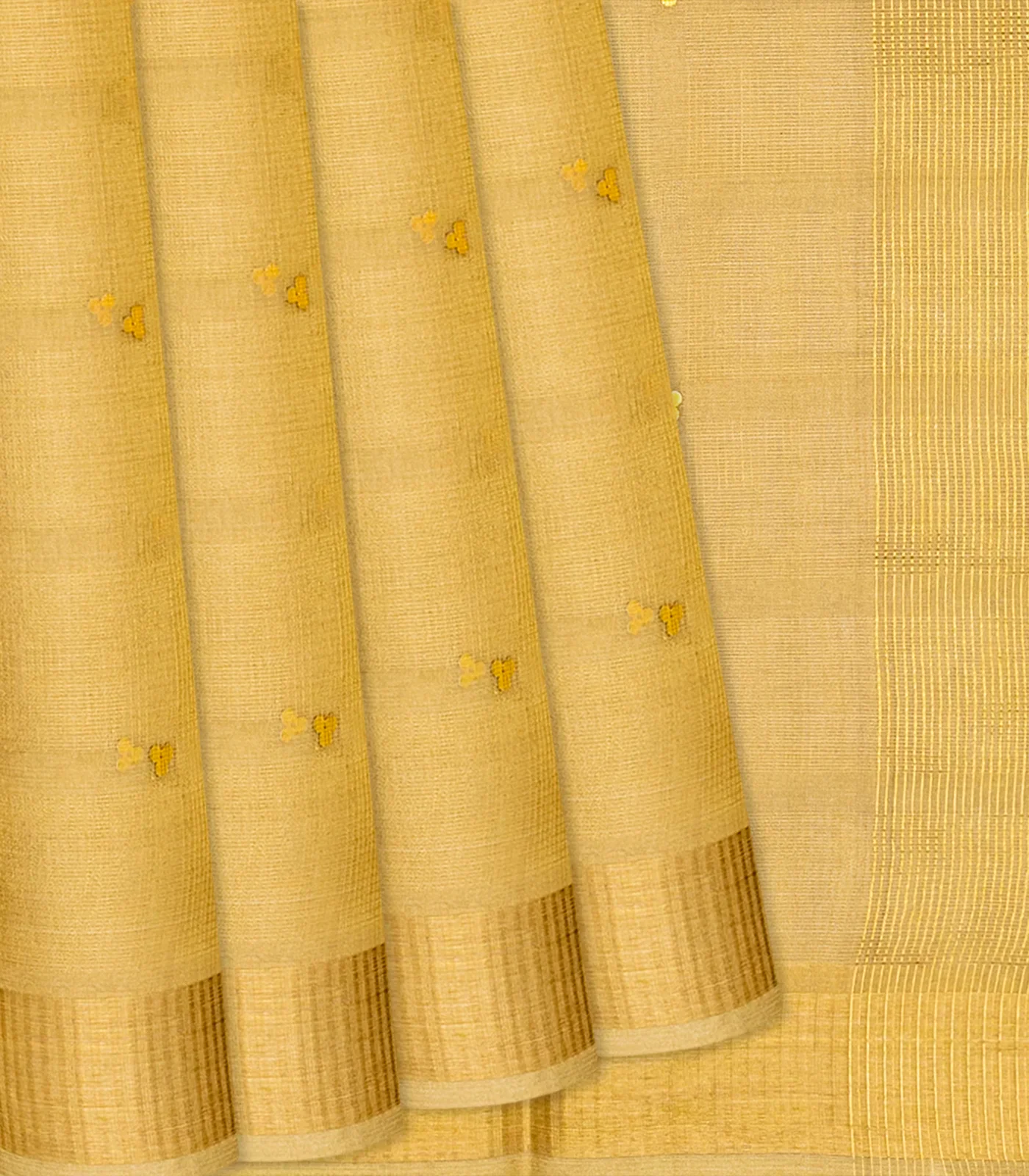 Gold Blended Tussar Tissue Saree With Buttas-Gold