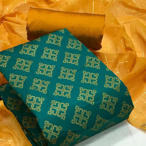 Bottle Green Festive Wear Woven Banarasi Silk Dress Material