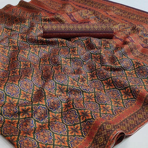 Bottle Green Floral Printed Pure Cotton Saree