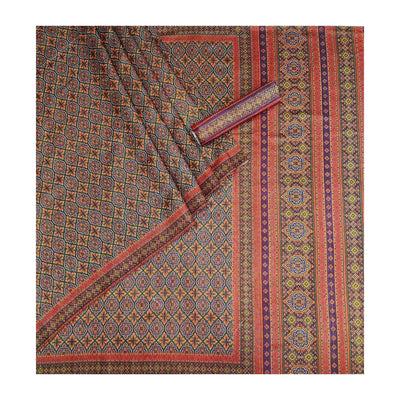 Bottle Green Floral Printed Pure Cotton Saree