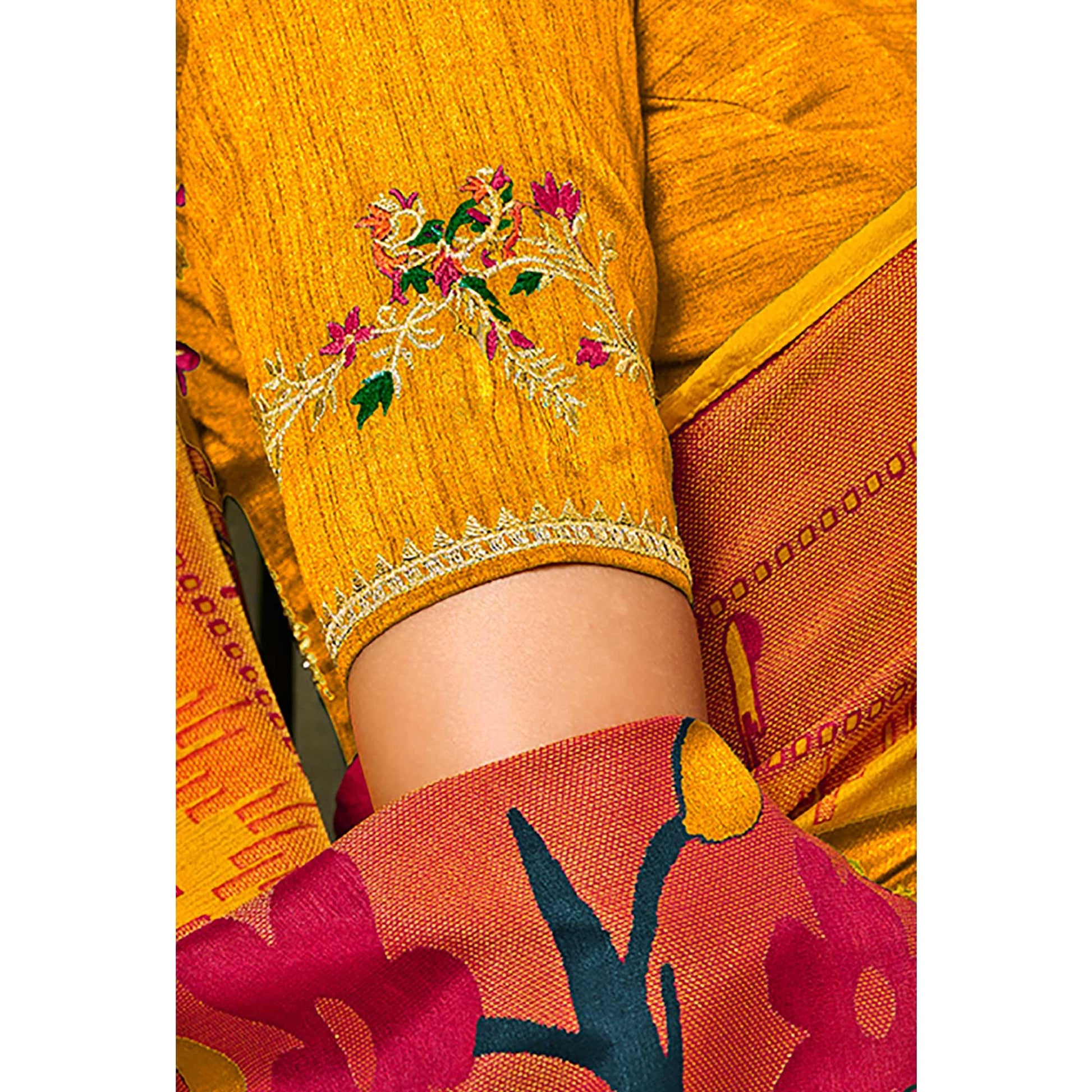 Bottle Green Geometric Printed Brasso Saree With Tassels