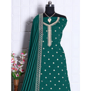 Bottle Green Partywear Embroidered Georgette Palazzo Suit