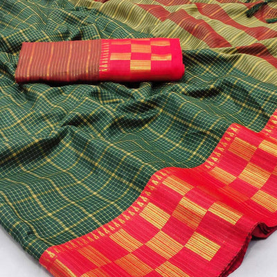 Bottle Green Woven Cotton Silk Saree
