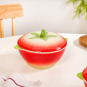 Strawberry Ceramic Serving Bowl With Lid 900ml