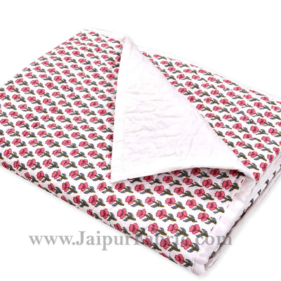 Baby Blanket Newborn Pink & Green Soft Crib Comforter and Toddler Swaddling Blankets for Babies 120 x 120 cm Colourful White Base Baby Quilt